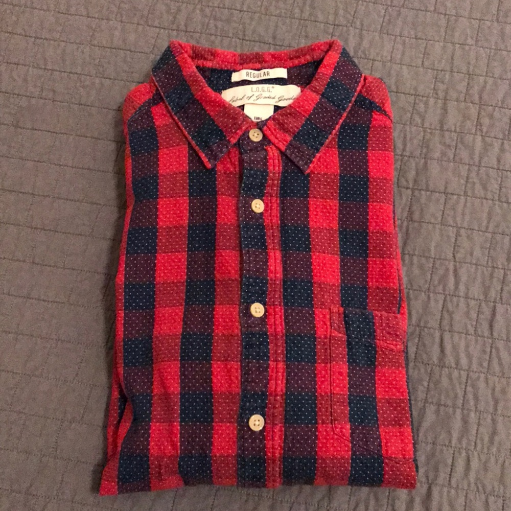 H&M Plaid Shirt w/ White Detail (L)